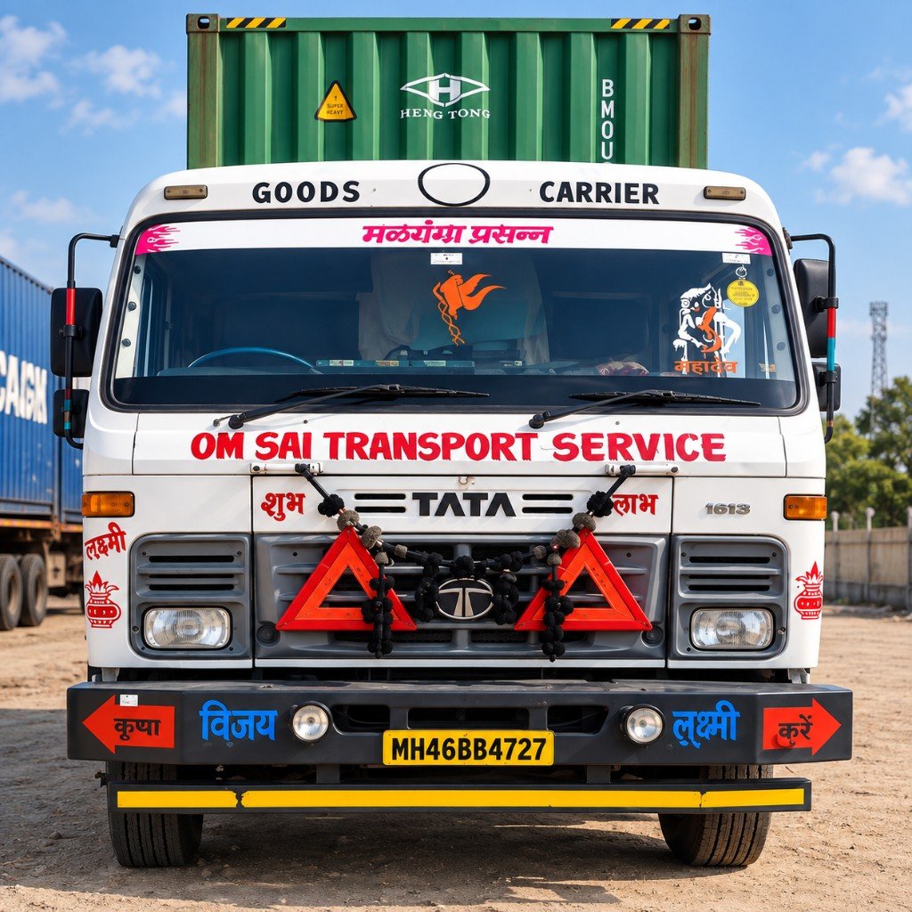 Om Sai Tata truck with container