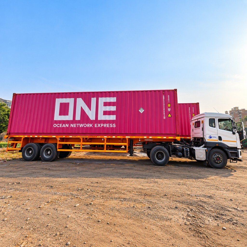 Container on trailer
