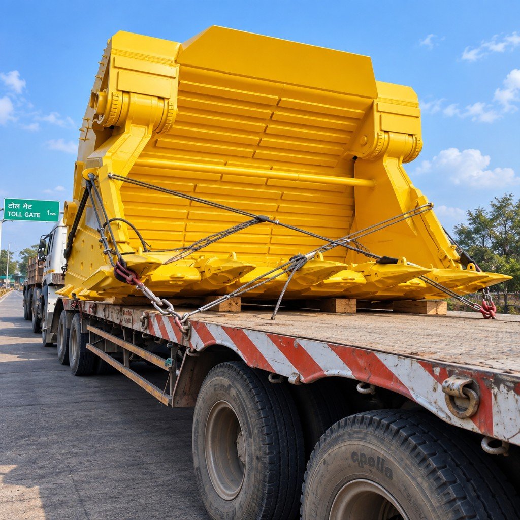 Heavy bucket on trailer